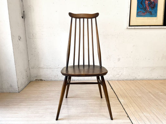 アーコール ERCOL ゴールドスミス ダイニングチェア ハイバック スティックバック エルム材 ブラウンカラー 英国家具 UKビンテージ B ★