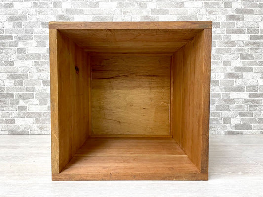 ビンテージ ボックスシェルフ 古い木箱 オープンシェルフ サイドテーブル ディスプレイボックス 木味 無垢材 小型収納 レトロ ●