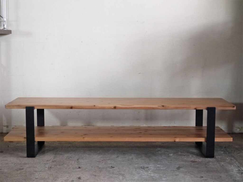 かなでもの KANADEMONO THE TV BOARD LOW TABLE 杉無垢材 × Black Steel w140cm ■