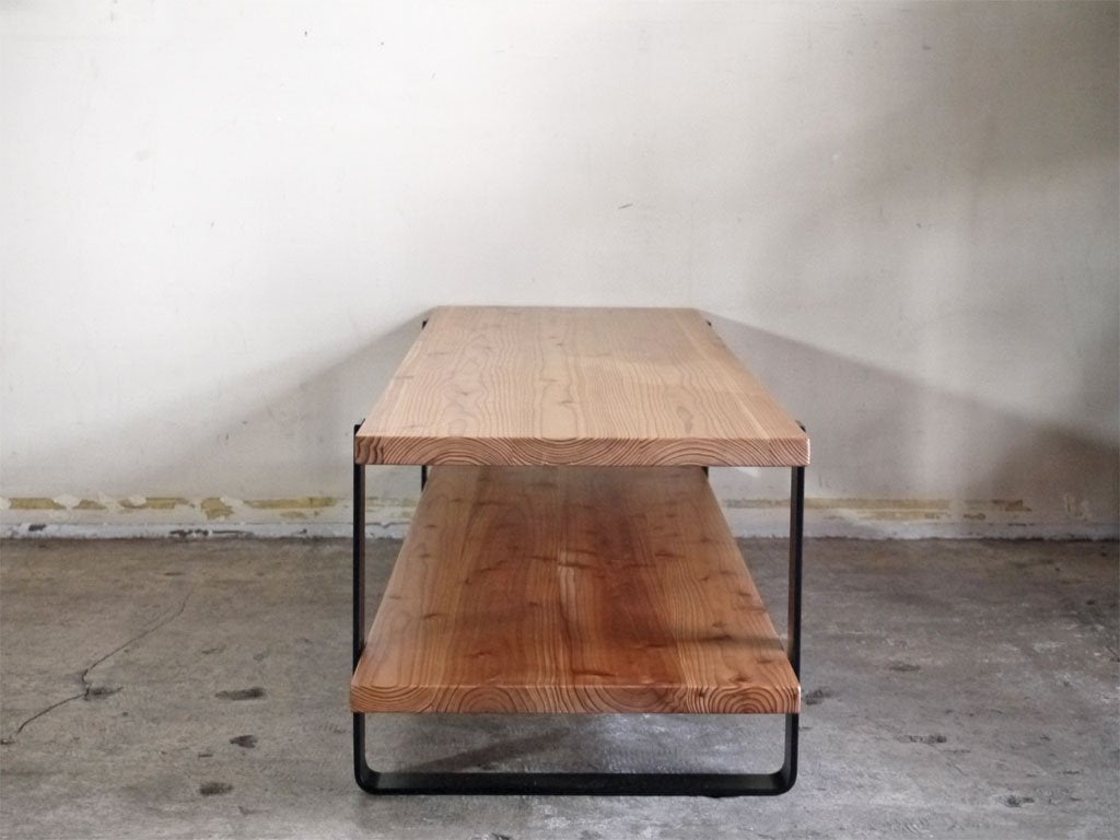 かなでもの KANADEMONO THE TV BOARD LOW TABLE 杉無垢材 × Black Steel w140cm ■