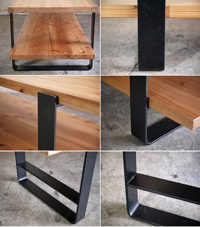 かなでもの KANADEMONO THE TV BOARD LOW TABLE 杉無垢材 × Black Steel w140cm ■