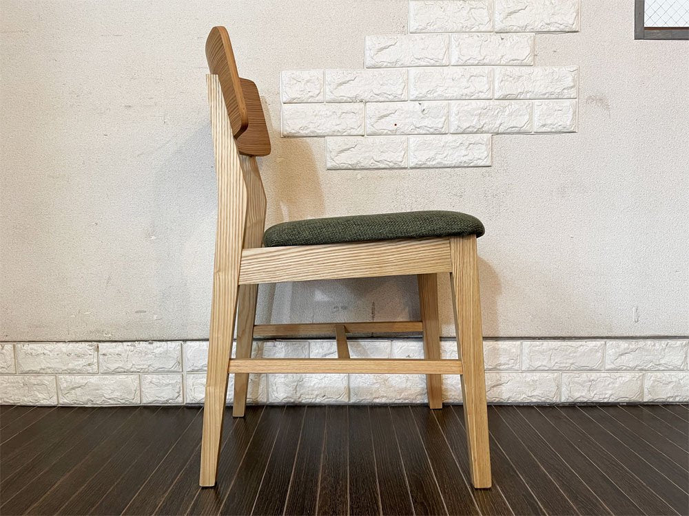 フランフラン Francfranc コムンチェア COMUN CHAIR ダイニングチェア アッシュ材 ファブリックシート グリーン B ◎