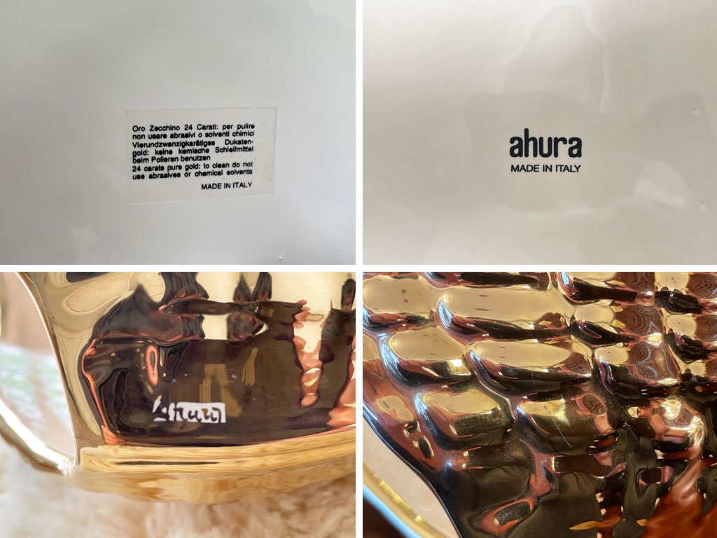 アウラー AHURA シャコ貝 テーブルランプ 24Kメッキ アートオブジェ 陶器 イタリア 参考価格約30万円 ◇