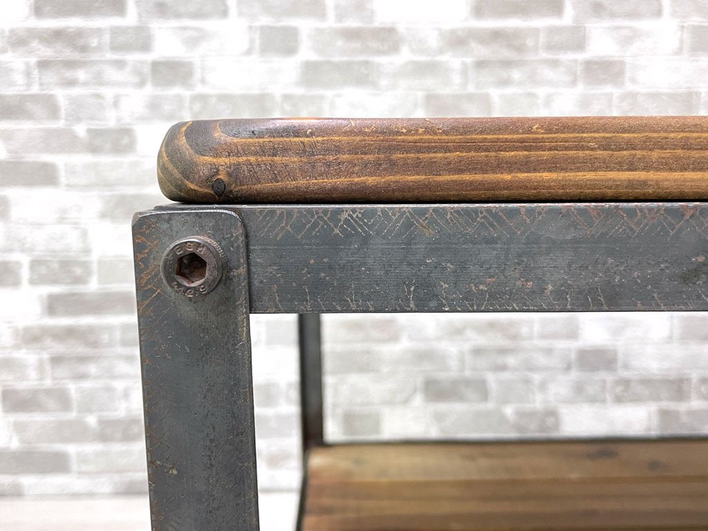 インダストリアルデザイン Industrial Design 杉材 × アイアン ローテーブル センターテーブル W91cm ビンテージスタイル ●