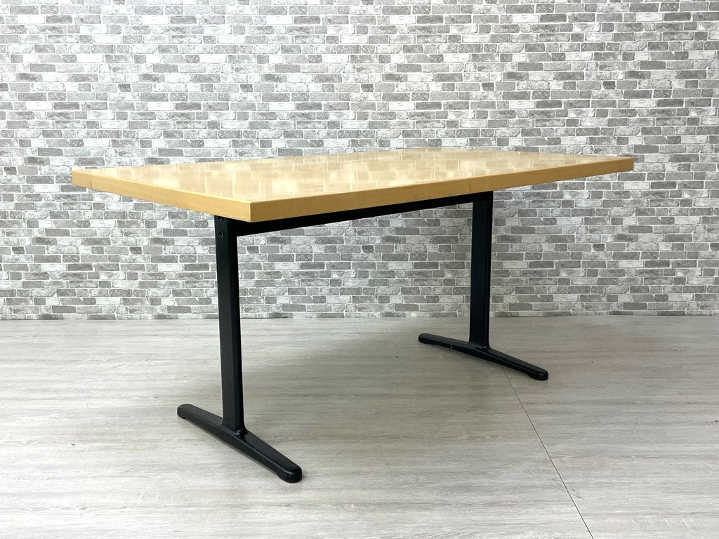 カフェスタイル スチール×木製天板 ダイニングテーブル 幅140cm 長方形 ●