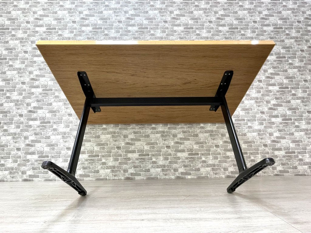 カフェスタイル スチール×木製天板 ダイニングテーブル 幅140cm 長方形 ●
