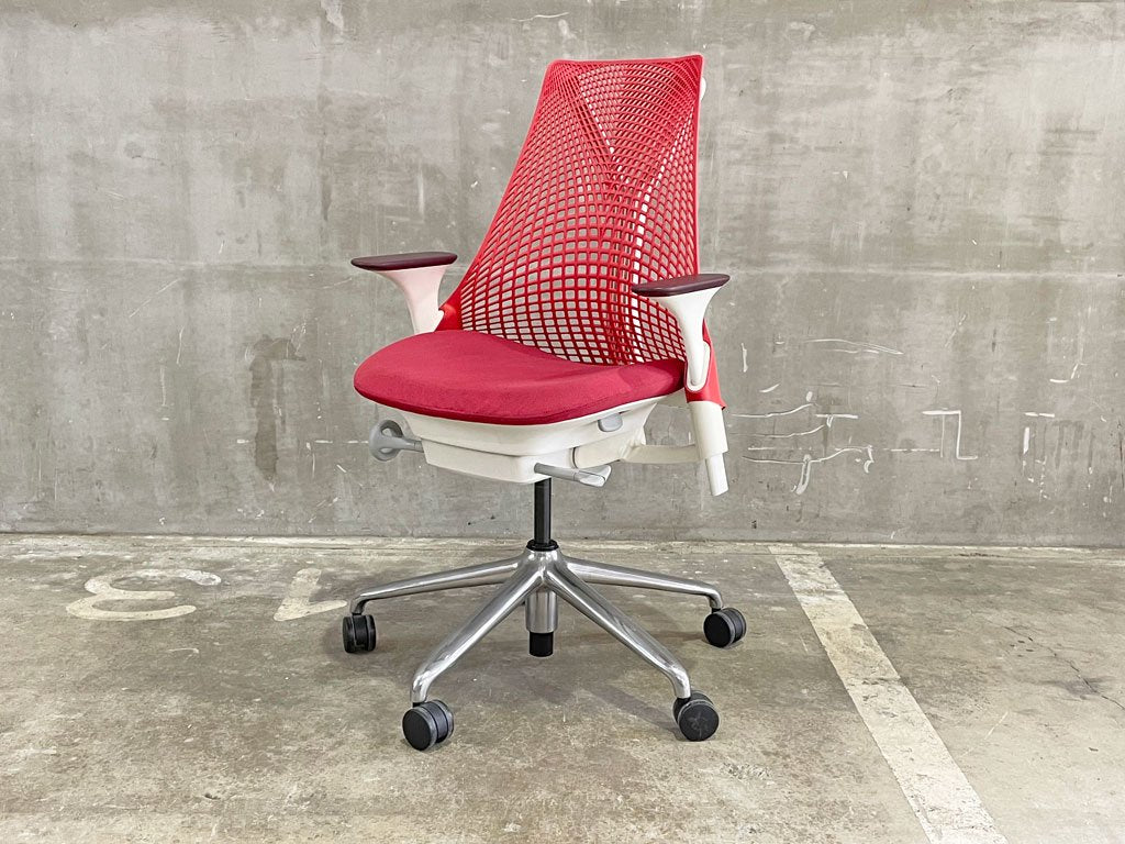 ハーマンミラー Herman Miller セイルチェア SAYL Chair デスクチェア イヴ・ベアール ルージュシート レッドサスペンション アジャスタブルアーム 11万円 〓