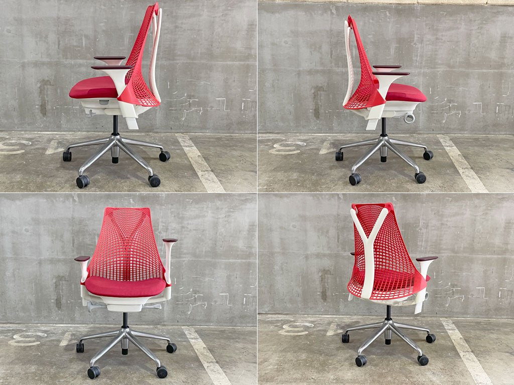 ハーマンミラー Herman Miller セイルチェア SAYL Chair デスクチェア イヴ・ベアール ルージュシート レッドサスペンション アジャスタブルアーム 11万円 〓