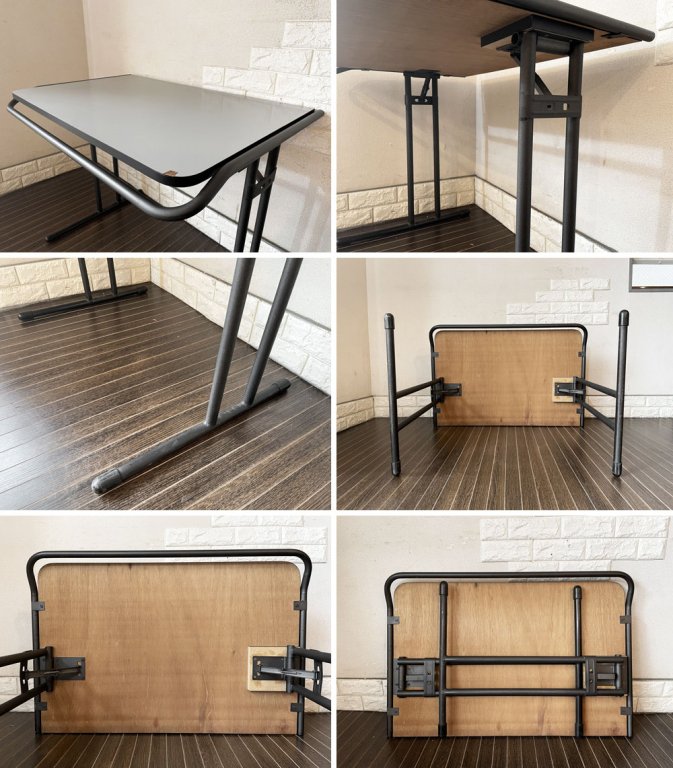 ビンテージスタイル Vintage Style フォールディングデスク ワークテーブル メラミン天板×スチール脚 W95cm 折りたたみ ◎