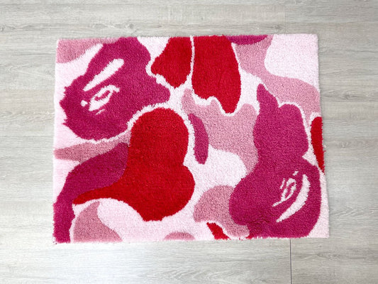 アベイシングエイプ A BATHING APE ABC CAMO RUG MAT M ラグ マット ABCカモ ピンク 82×62 定価17,380円 ●