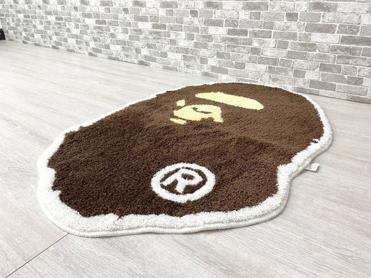 アベイシングエイプ A BATHING APE BIG APE HEAD RUG MAT ラグ マット ブラウン 70×102 定価26,180円 ●