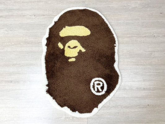 アベイシングエイプ A BATHING APE BIG APE HEAD RUG MAT ラグ マット ブラウン 70×102 定価26,180円 ●