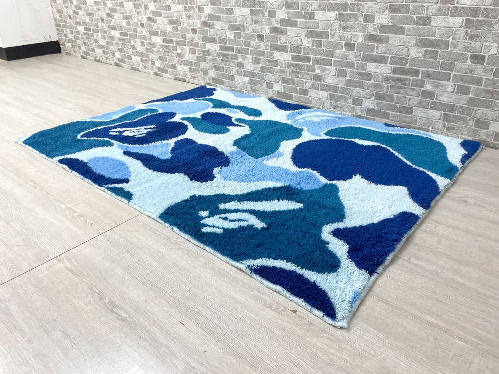 アベイシングエイプ A BATHING APE ABC CAMO BIG RUG MAT ラグ マット ABCカモ ブルー 140×103 廃番 参考定価26,180円 ●