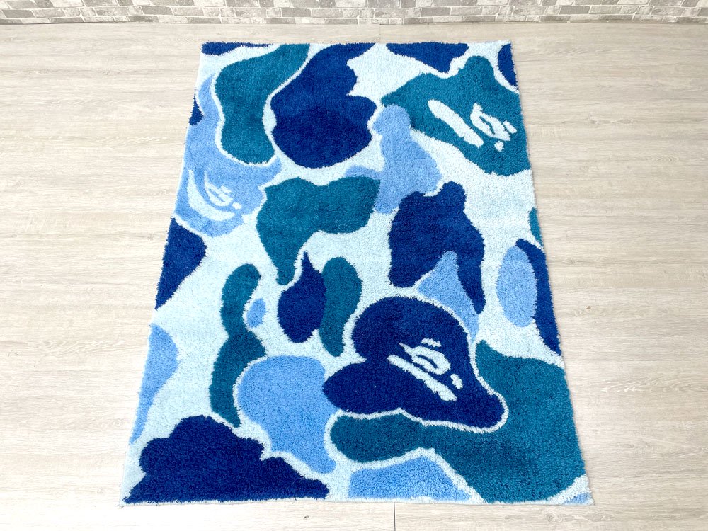 アベイシングエイプ A BATHING APE ABC CAMO BIG RUG MAT ラグ マット ABCカモ ブルー 140×103 廃番 参考定価26,180円 ●