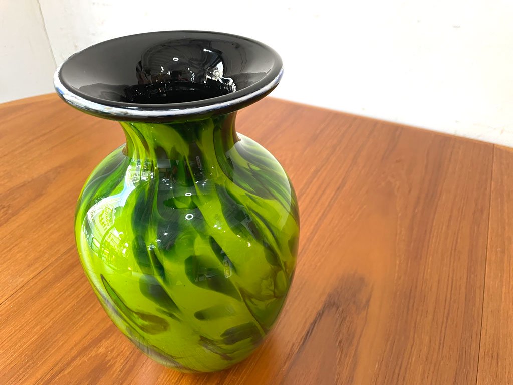 カメイガラス KAMEI GLASS OSAKA フラワーベース 花瓶 ガラス花器 ジャパンビンテージ ★