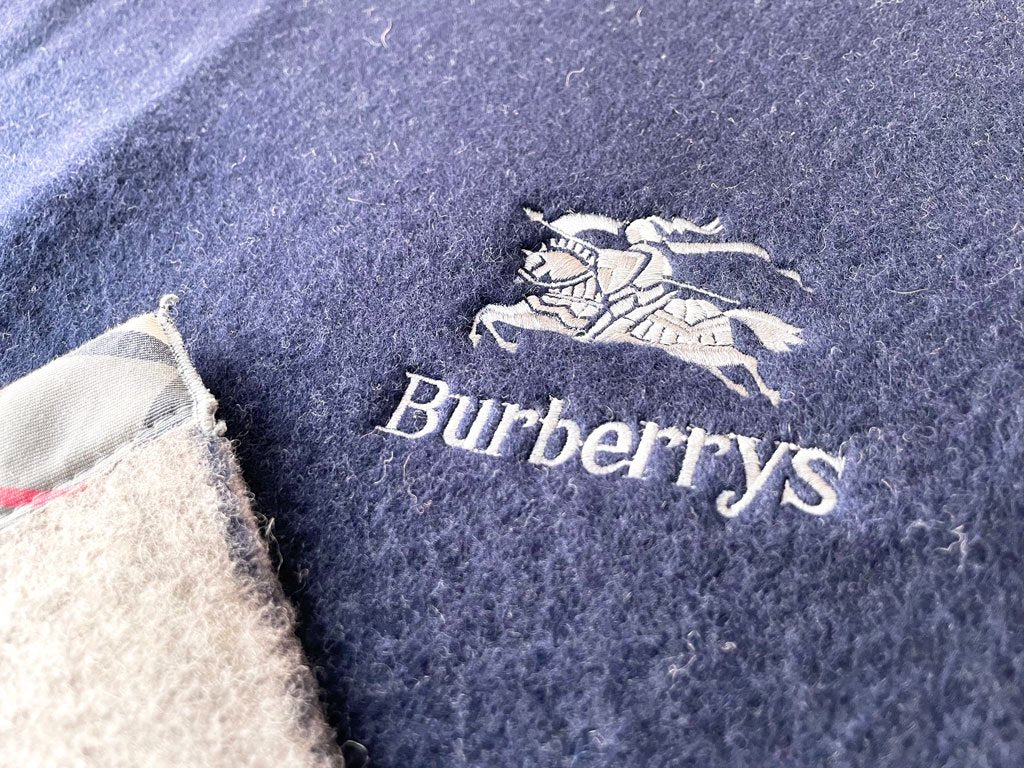 バーバリー BURBERRY トラディション ウール100% ブランケット 毛布 ホースロゴ 日本製 ネイビー×グレー 未使用品 ★