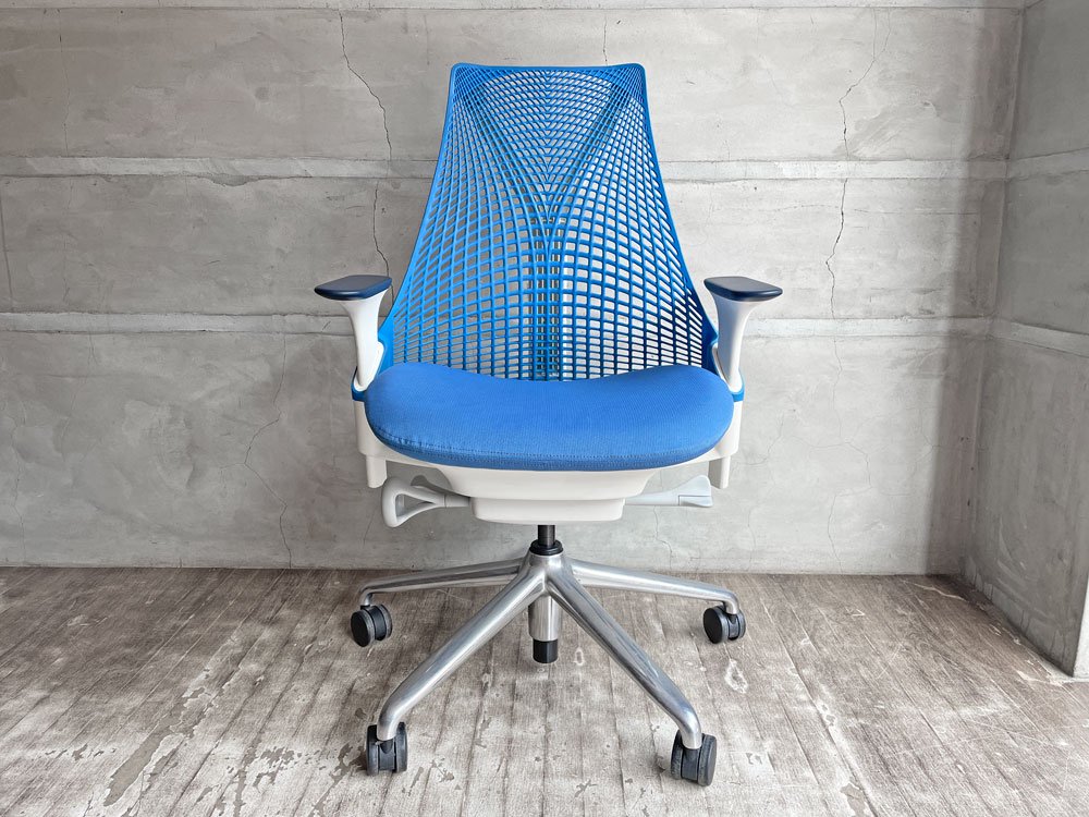 ハーマンミラー Herman Miller セイルチェア SAYL Chair デスクチェア ブルー ポリッシュドベース イヴ・ベアール 定価￥116,600- ♪