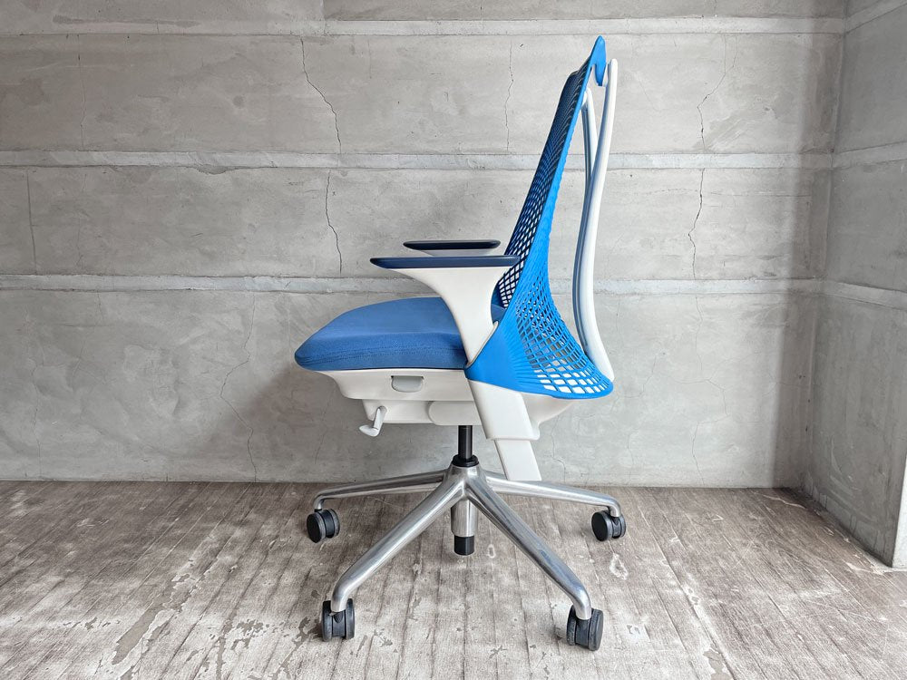 ハーマンミラー Herman Miller セイルチェア SAYL Chair デスクチェア ブルー ポリッシュドベース イヴ・ベアール 定価￥116,600- ♪