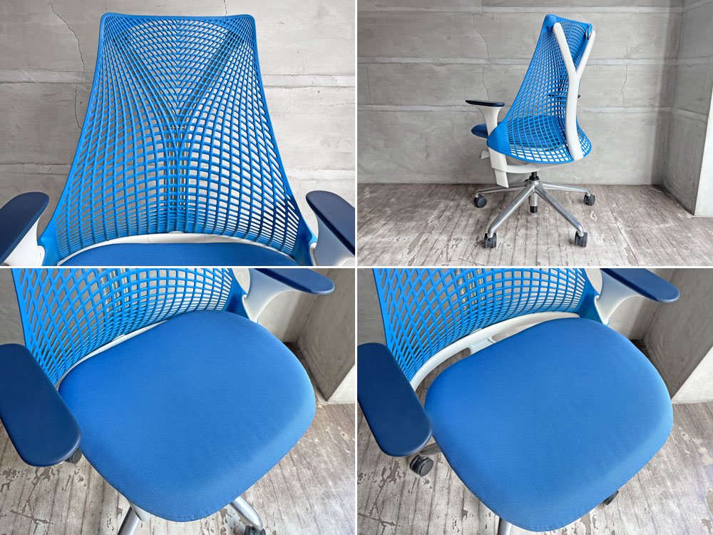 ハーマンミラー Herman Miller セイルチェア SAYL Chair デスクチェア ブルー ポリッシュドベース イヴ・ベアール 定価￥116,600- ♪