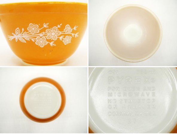 コーニング CORNING オールドパイレックス OLD PYREX ゴールドバタフライ ボウル 3点セット ミキシング ボウル USビンテージ ●