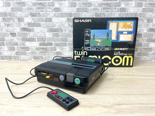 シャープ SHARP ツインファミコン AN-505 ブラック ディスク＆カセット 後期型 箱付き 通電確認のみ ●