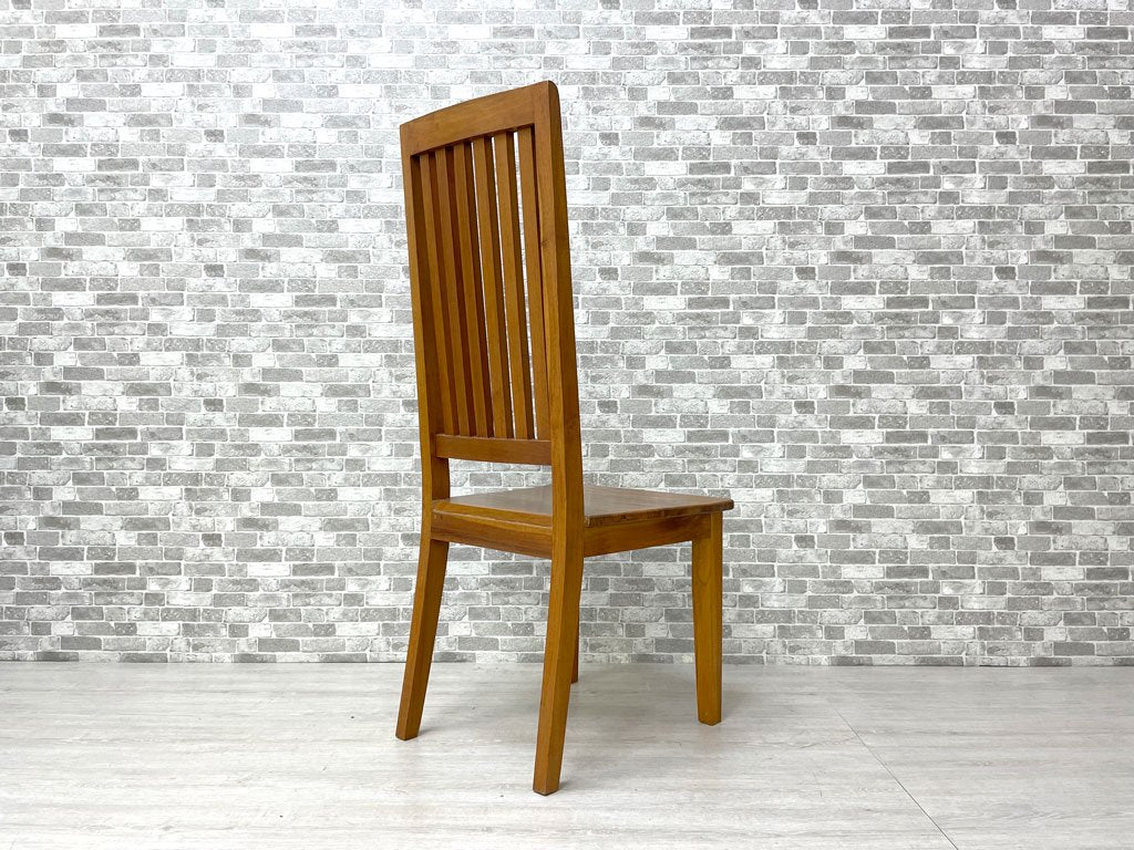 アジアン家具 チーク無垢材 ハイバック ダイニングチェア 板座 D ●