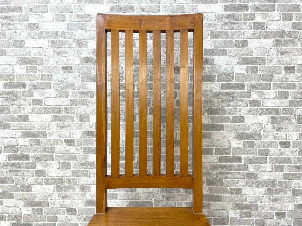 アジアン家具 チーク無垢材 ハイバック ダイニングチェア 板座 D ●