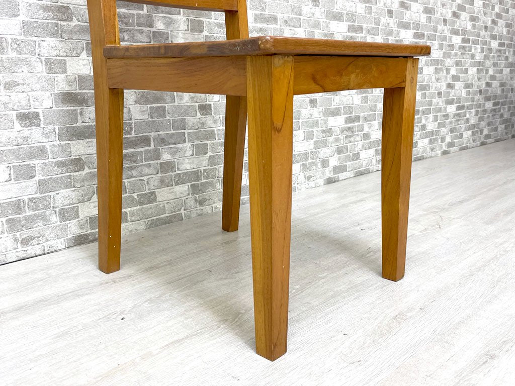 アジアン家具 チーク無垢材 ハイバック ダイニングチェア 板座 D ●