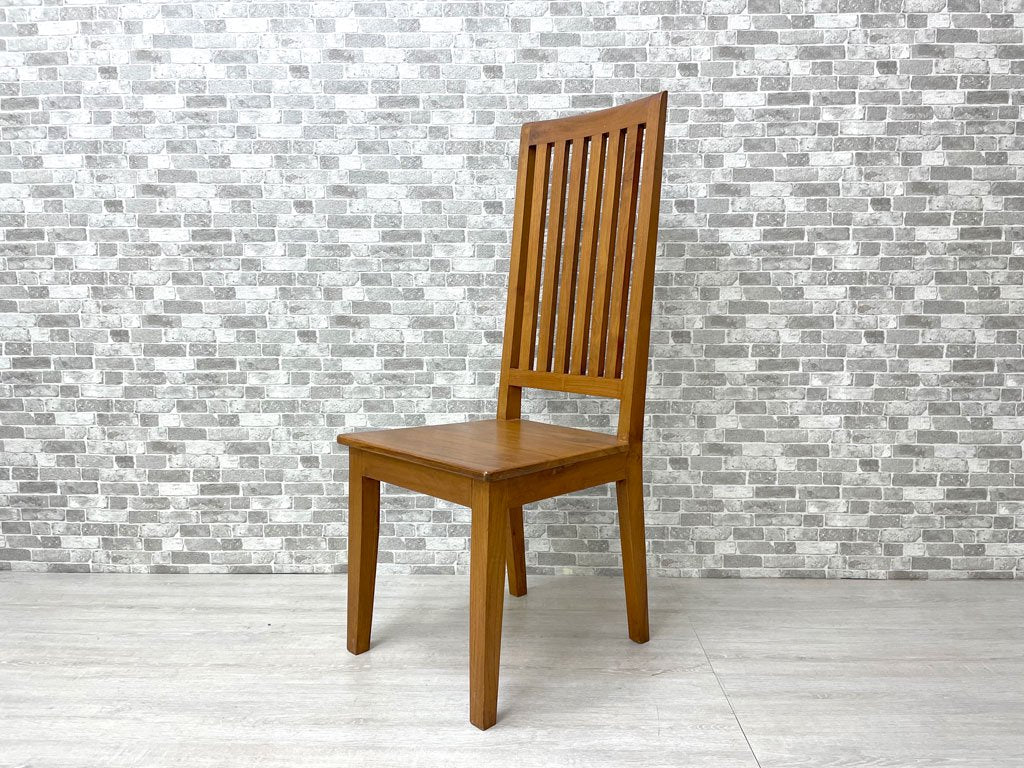 アジアン家具 チーク無垢材 ハイバック ダイニングチェア 板座 C ●