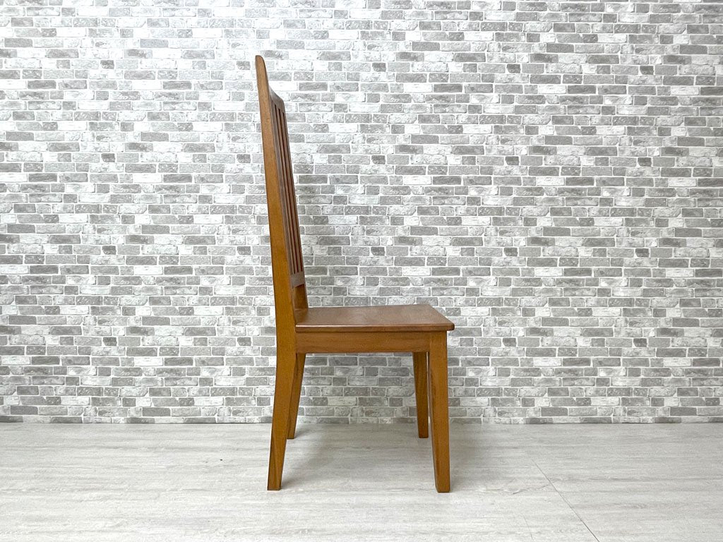 アジアン家具 チーク無垢材 ハイバック ダイニングチェア 板座 C ●
