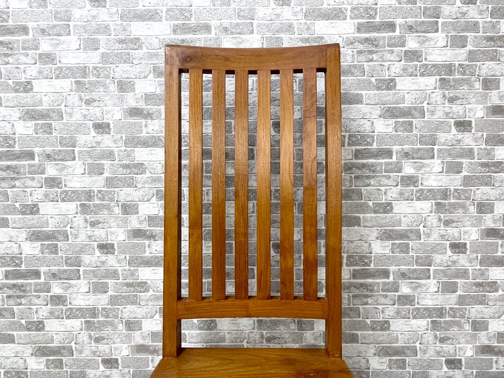 アジアン家具 チーク無垢材 ハイバック ダイニングチェア 板座 C ●