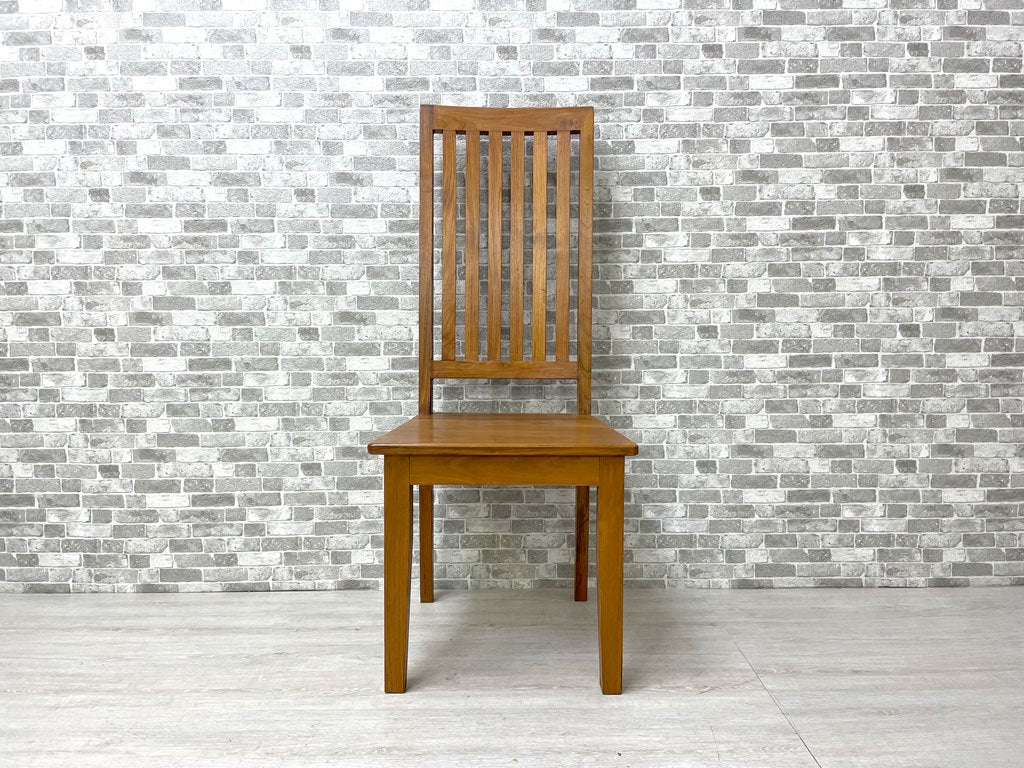 アジアン家具 チーク無垢材 ハイバック ダイニングチェア 板座 B ●