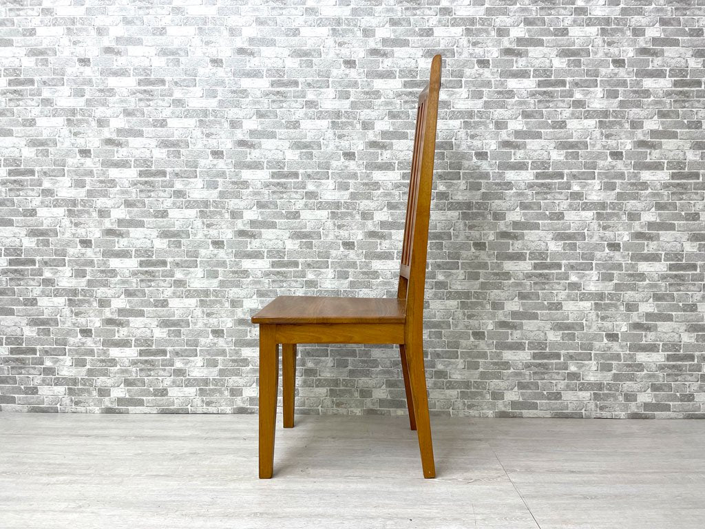 アジアン家具 チーク無垢材 ハイバック ダイニングチェア 板座 B ●