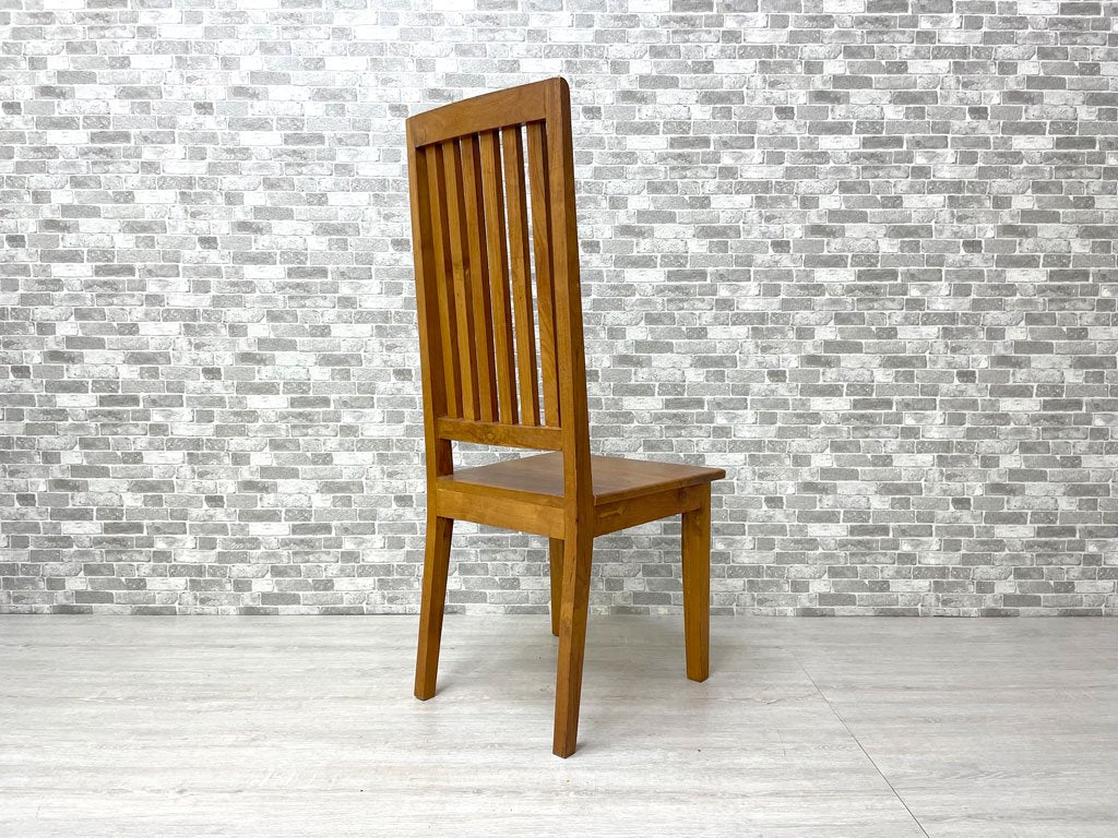 アジアン家具 チーク無垢材 ハイバック ダイニングチェア 板座 B ●
