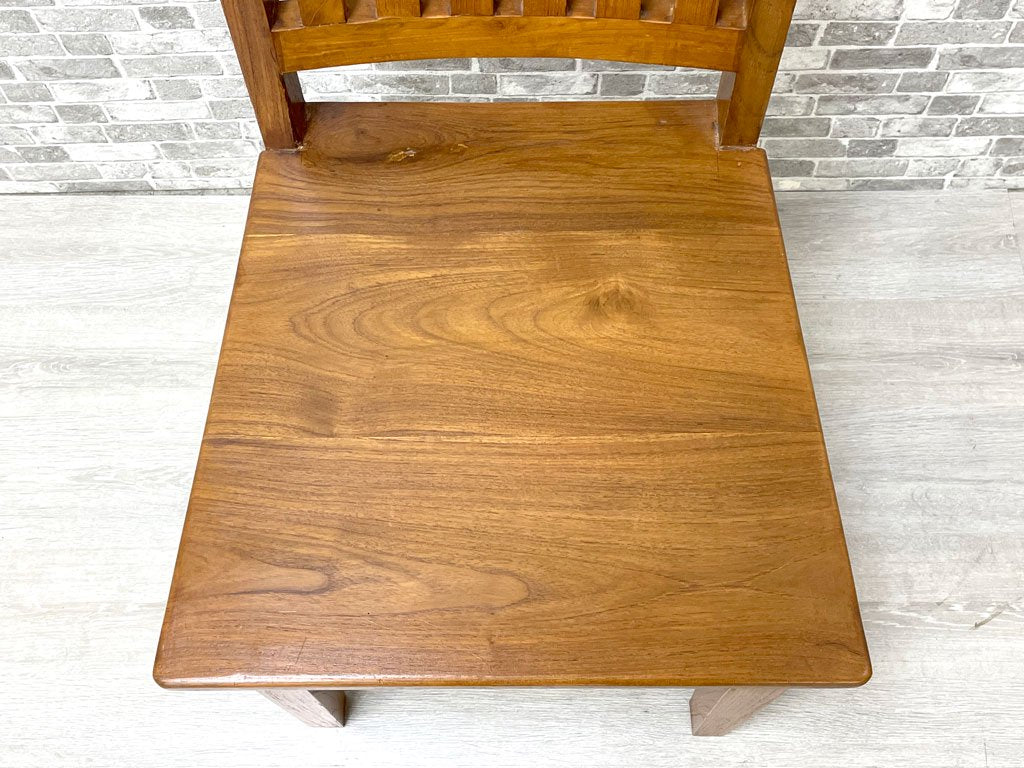 アジアン家具 チーク無垢材 ハイバック ダイニングチェア 板座 B ●