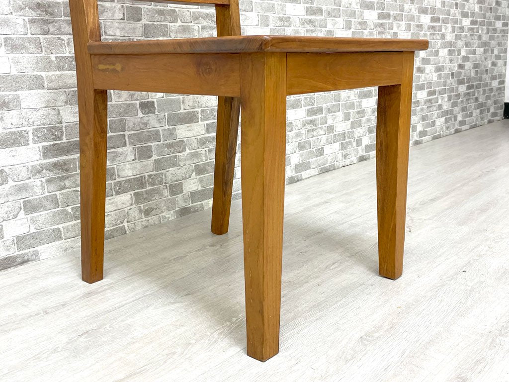 アジアン家具 チーク無垢材 ハイバック ダイニングチェア 板座 B ●