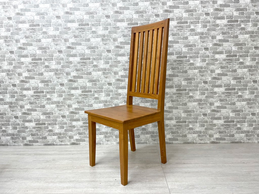アジアン家具 チーク無垢材 ハイバック ダイニングチェア 板座 A ●
