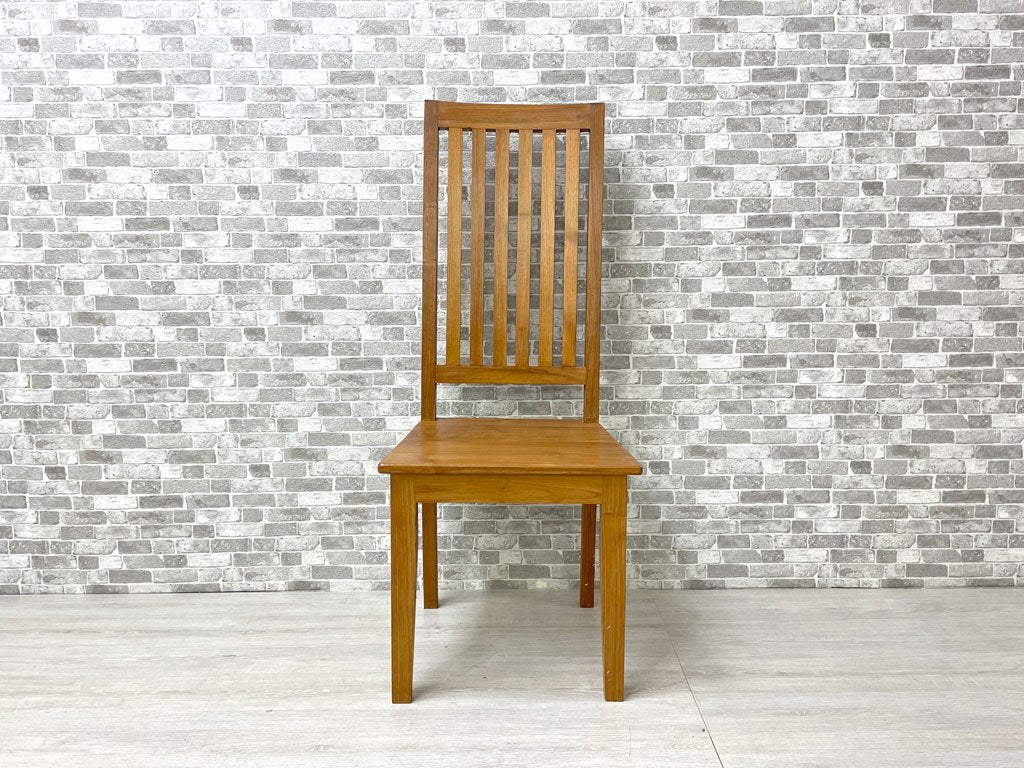 アジアン家具 チーク無垢材 ハイバック ダイニングチェア 板座 A ●