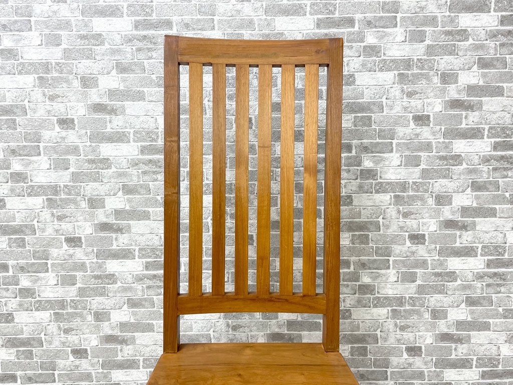 アジアン家具 チーク無垢材 ハイバック ダイニングチェア 板座 A ●