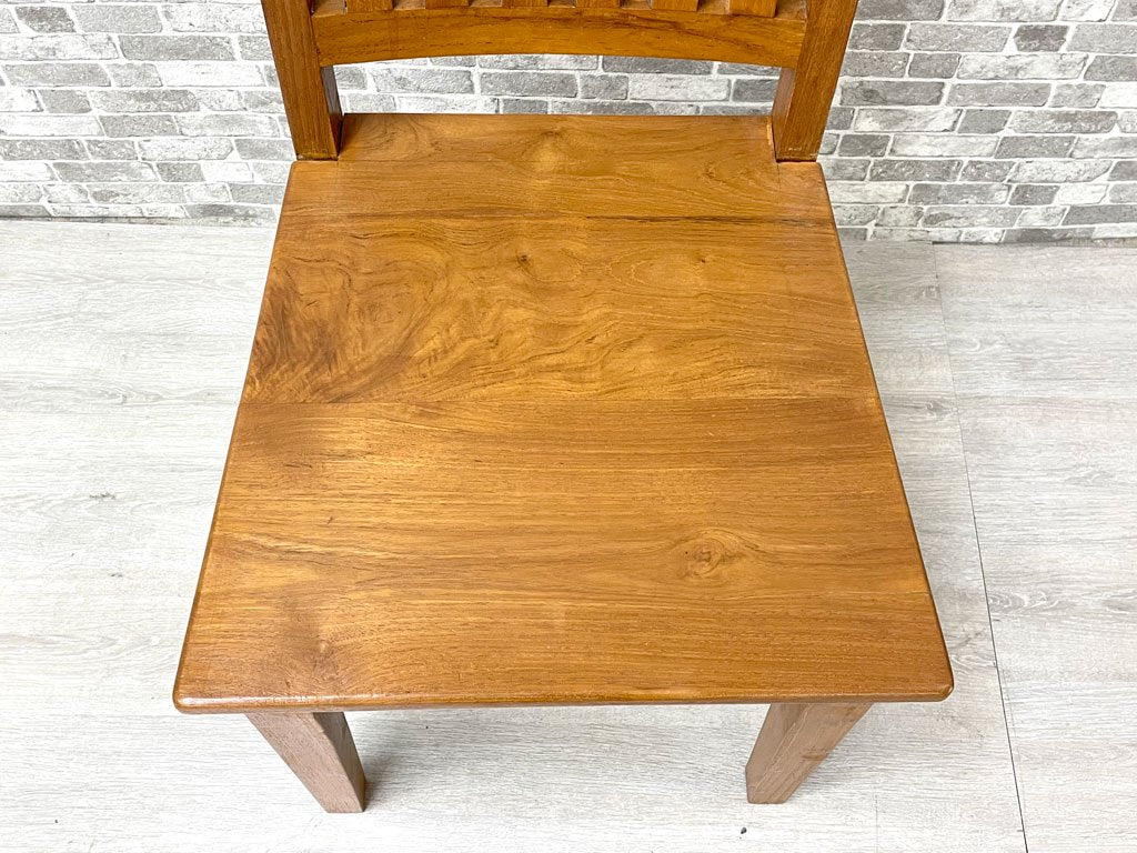 アジアン家具 チーク無垢材 ハイバック ダイニングチェア 板座 A ●