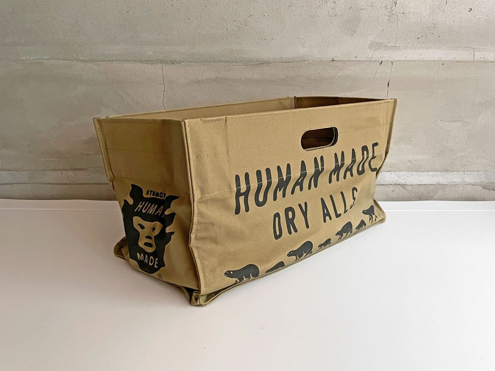 ヒューマンメイド HUMAN MADE ロゴボックストートバッグ LOGO BOX TOTE BAG カーキ キャンバスボックス 収納ケース♪
