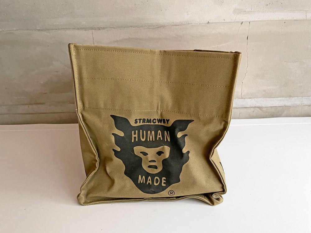 ヒューマンメイド HUMAN MADE ロゴボックストートバッグ LOGO BOX TOTE BAG カーキ キャンバスボックス 収納ケース♪