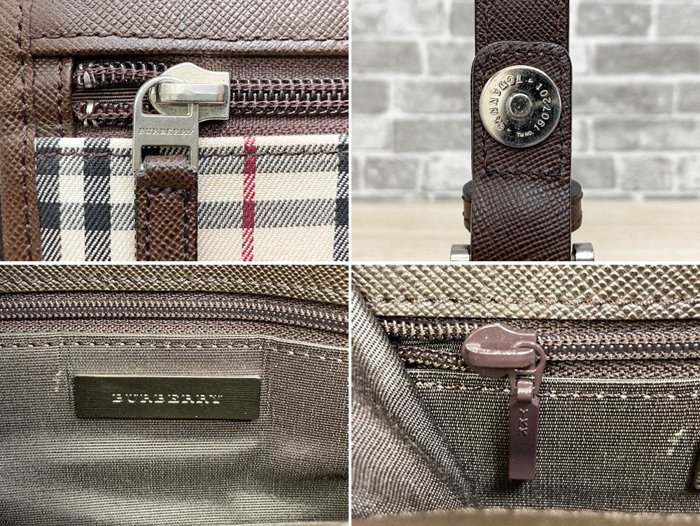 バーバリー BURBERRY ショルダーバッグ ノバチェック スクエア型 キャンバス×レザー イギリス ●