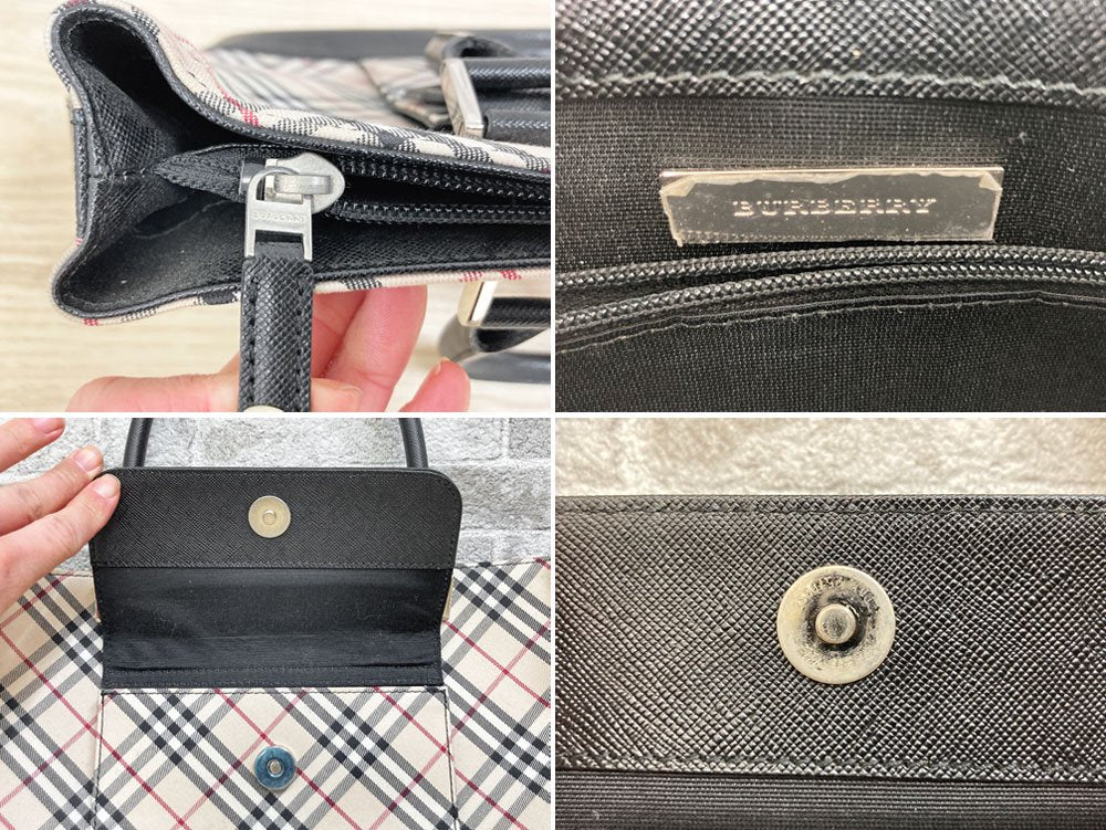 バーバリー BURBERRY ハンドバッグ ノバチェック キャンバス×レザー イギリス ●