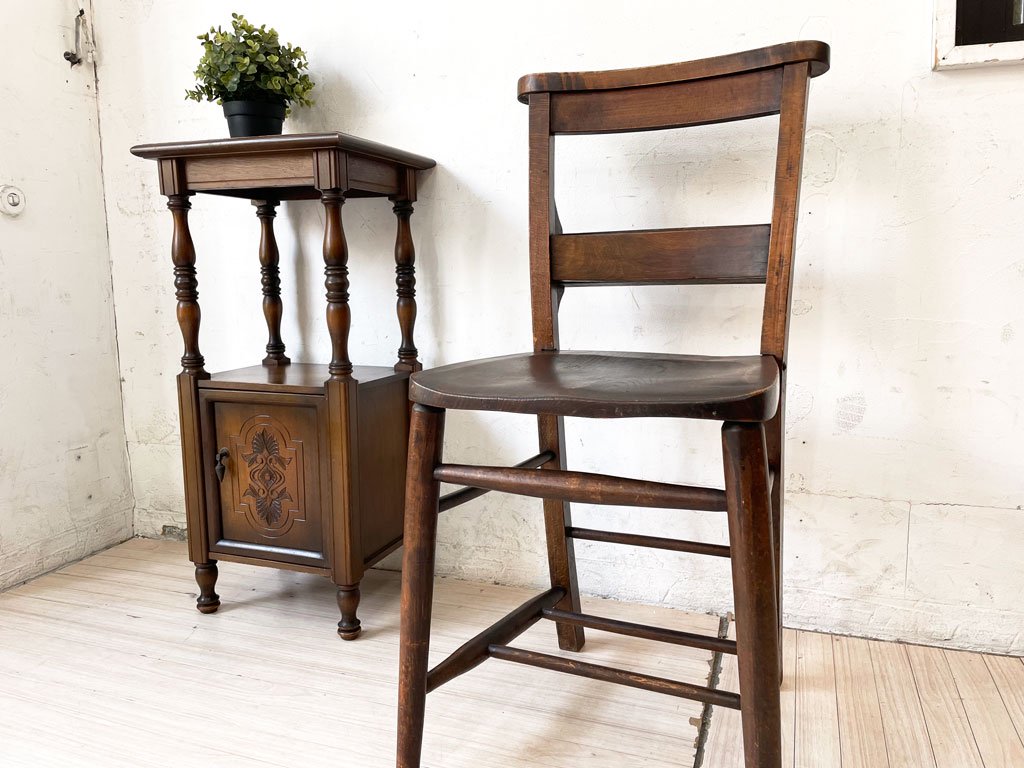 UKビンテージ UK Vintage チャーチチェア Church Chair ダイニングチェア バイブルボックス アンティーク 英国家具 ★