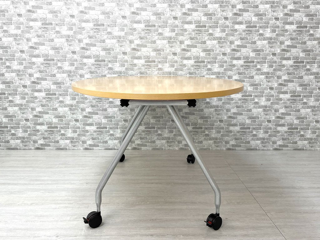 ヴィトラ Vitra アドホック Ad Hoc ワーキングデスク オーバル ビーチ材天板 ミーティングテーブル ダイニングテーブル W180cm キャスター付 アントニオ・チッテリオ ●