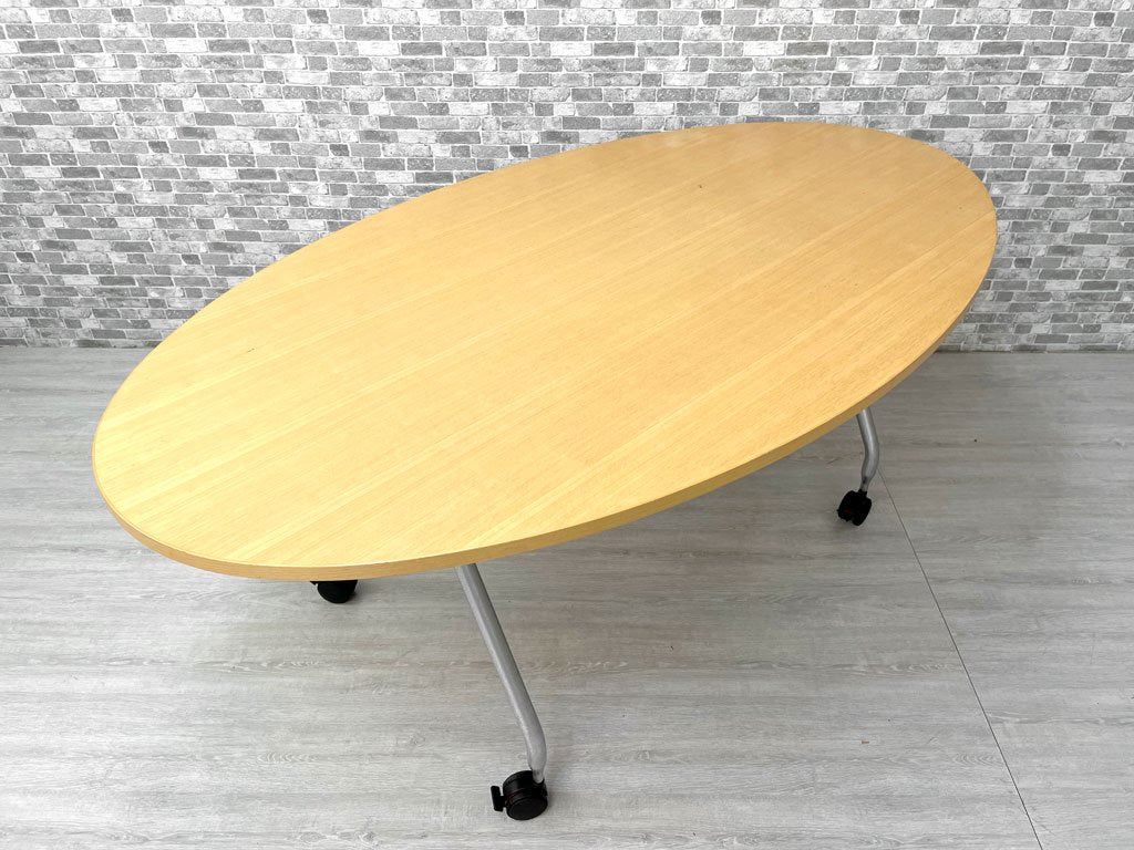 ヴィトラ Vitra アドホック Ad Hoc ワーキングデスク オーバル ビーチ材天板 ミーティングテーブル ダイニングテーブル W180cm キャスター付 アントニオ・チッテリオ ●