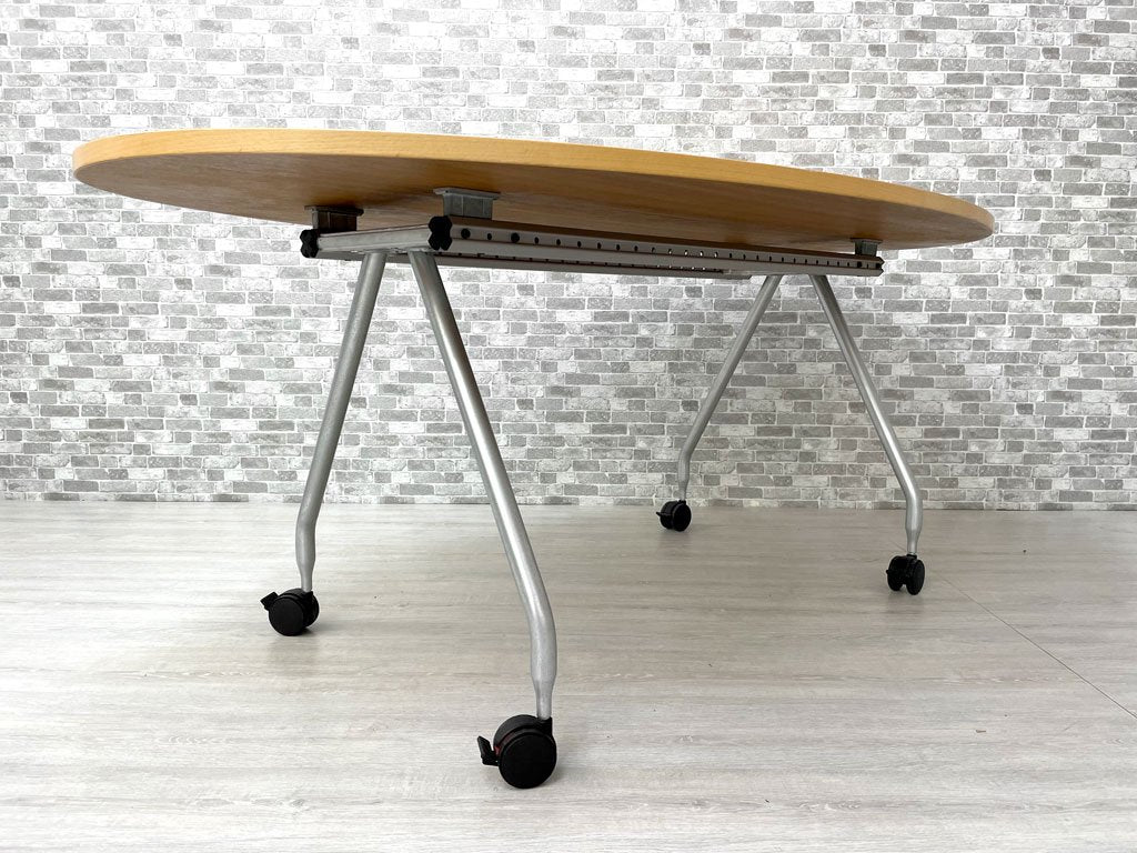 ヴィトラ Vitra アドホック Ad Hoc ワーキングデスク オーバル ビーチ材天板 ミーティングテーブル ダイニングテーブル W180cm キャスター付 アントニオ・チッテリオ ●