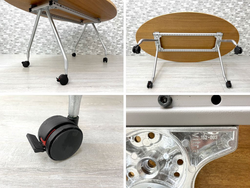 ヴィトラ Vitra アドホック Ad Hoc ワーキングデスク オーバル ビーチ材天板 ミーティングテーブル ダイニングテーブル W180cm キャスター付 アントニオ・チッテリオ ●