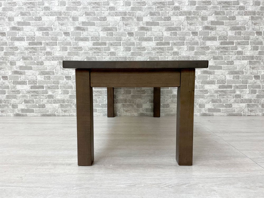 無印良品 MUJI タモ材 ローテーブル センターテーブル W90cm 抽斗2杯 ブラウン シンプルデザイン ●